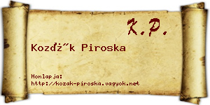 Kozák Piroska névjegykártya